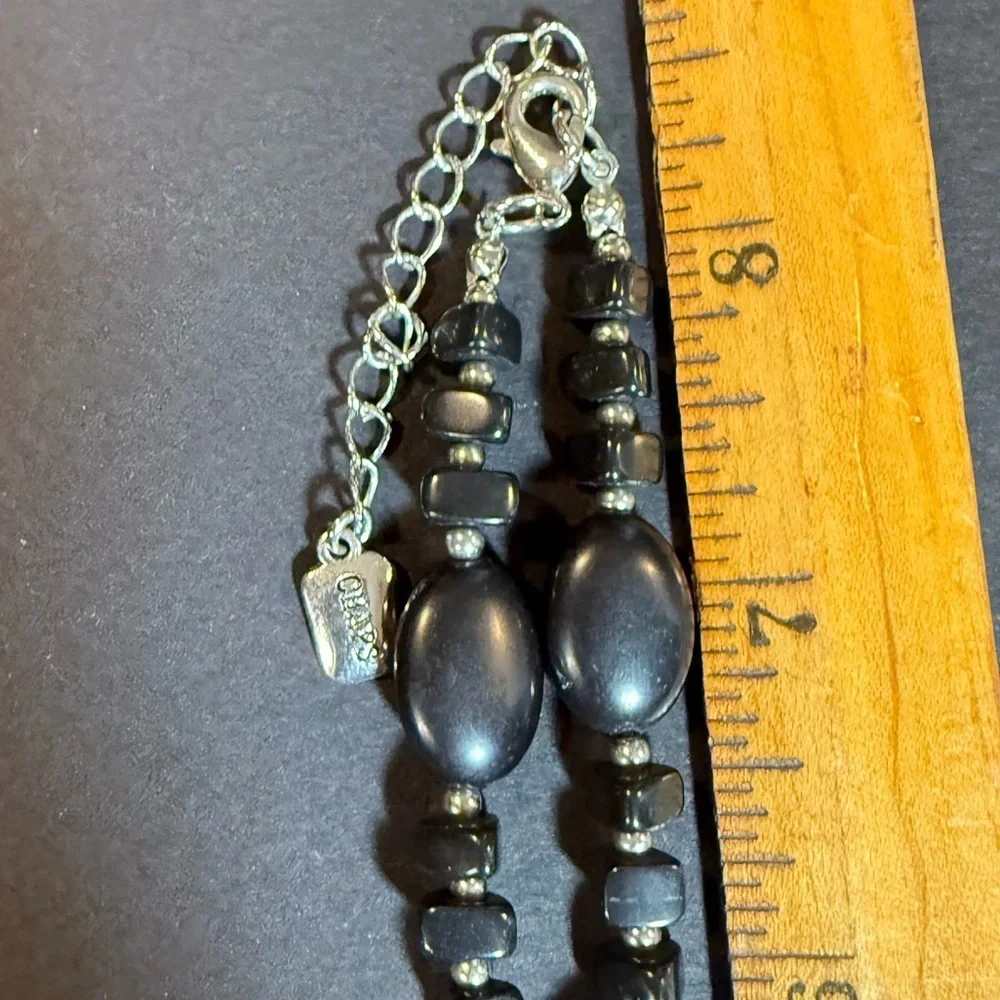 Chaps Black Stone Beaded Double-Strand Necklace